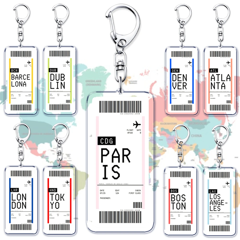 Travel Accessories India - ตั๋วเครื่องบิน Boarding Pass พวงกุญแจบอสตันปารีสโตเกียวนิวยอร์กพวงกุญแจสําหรับอุปกรณ์เสริมกระเป๋า Key Chain